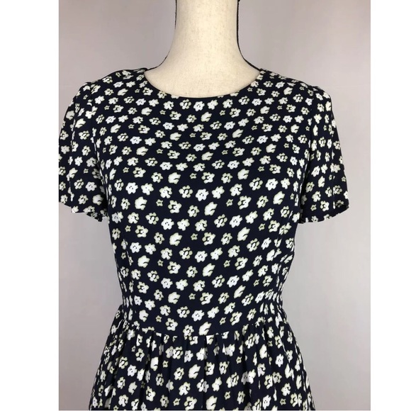 J. Crew Tiered Dress Blurred Floral Navy size 0 - Picture 2 of 8